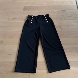 H&M Black Wide-Leg Pants with Gold Buttons
